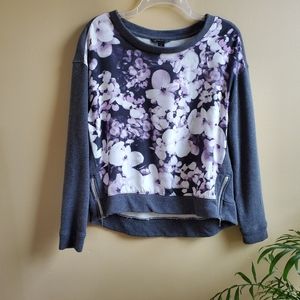 Banana Republic Gray Floral Sweater Zipper Small